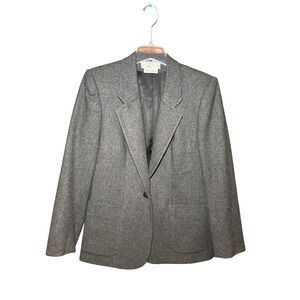 Evan-Picone Neiman Marcus Gray Pure Wool Blazer Jacket Single Button USA Made 4